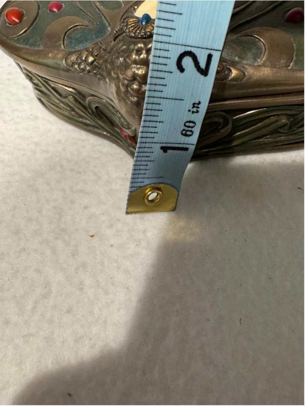 Veronese Art Nouveau Style Butterfly Princess Jewelry Box Brass Green Red